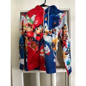 Super Mario & Sonic Hooded Sweatshirt kids size medium 8-10